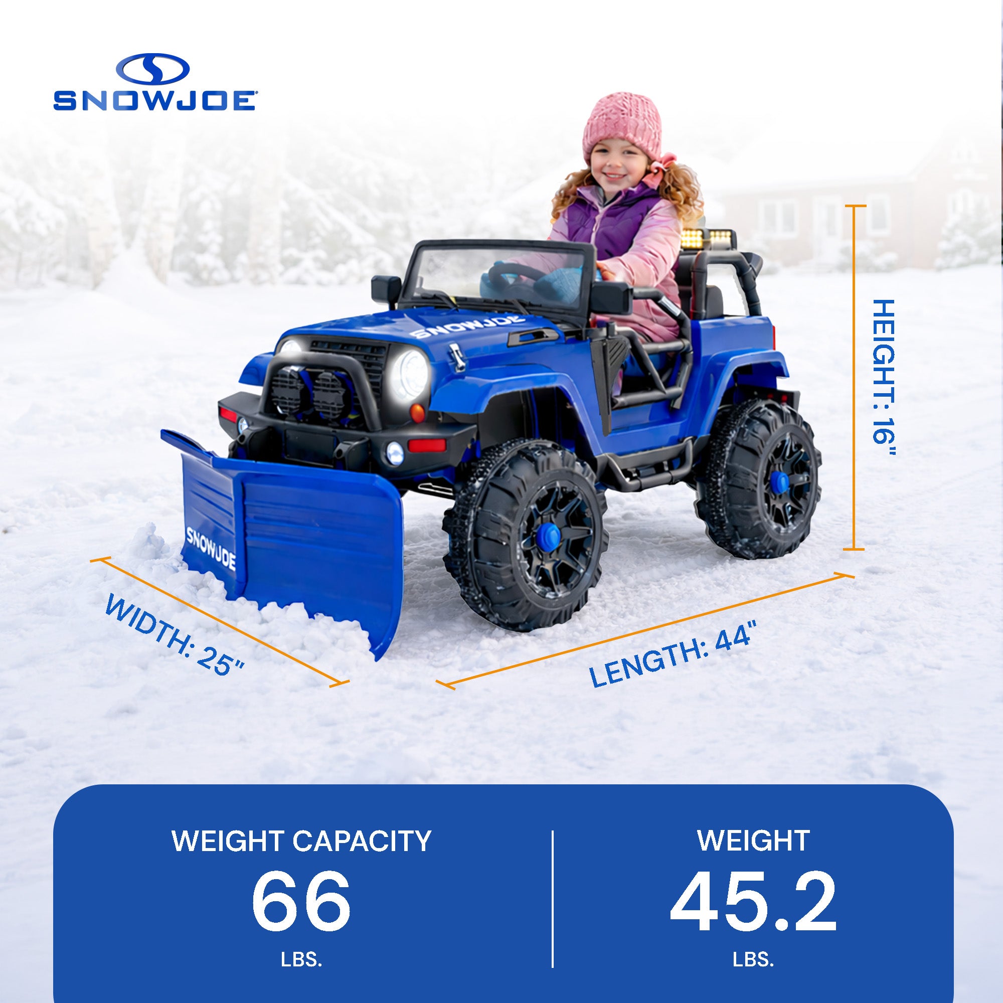Snow Joe 24V Ride On Car Toy with Snow Plow Scoop and Parental Remote, 24V-SUV1 - VMInnovations