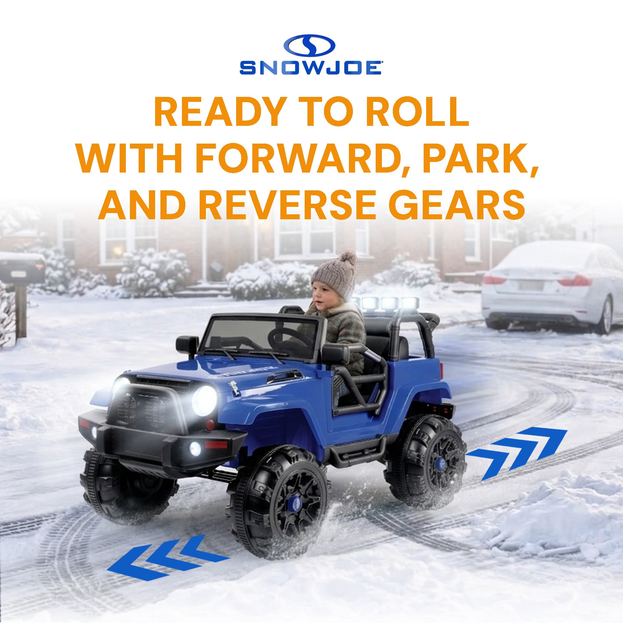 Snow Joe 24V Ride On Car Toy with Snow Plow Scoop and Parental Remote, 24V-SUV1 - VMInnovations