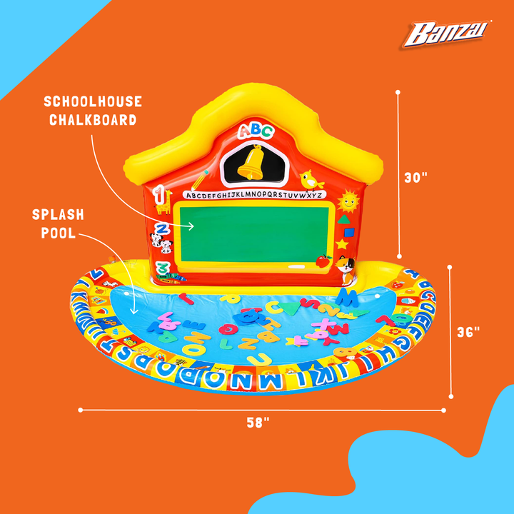Banzai Jr School Splash Inflatable Educational Learning Water Play Mat, Ages 3+ - VMInnovations