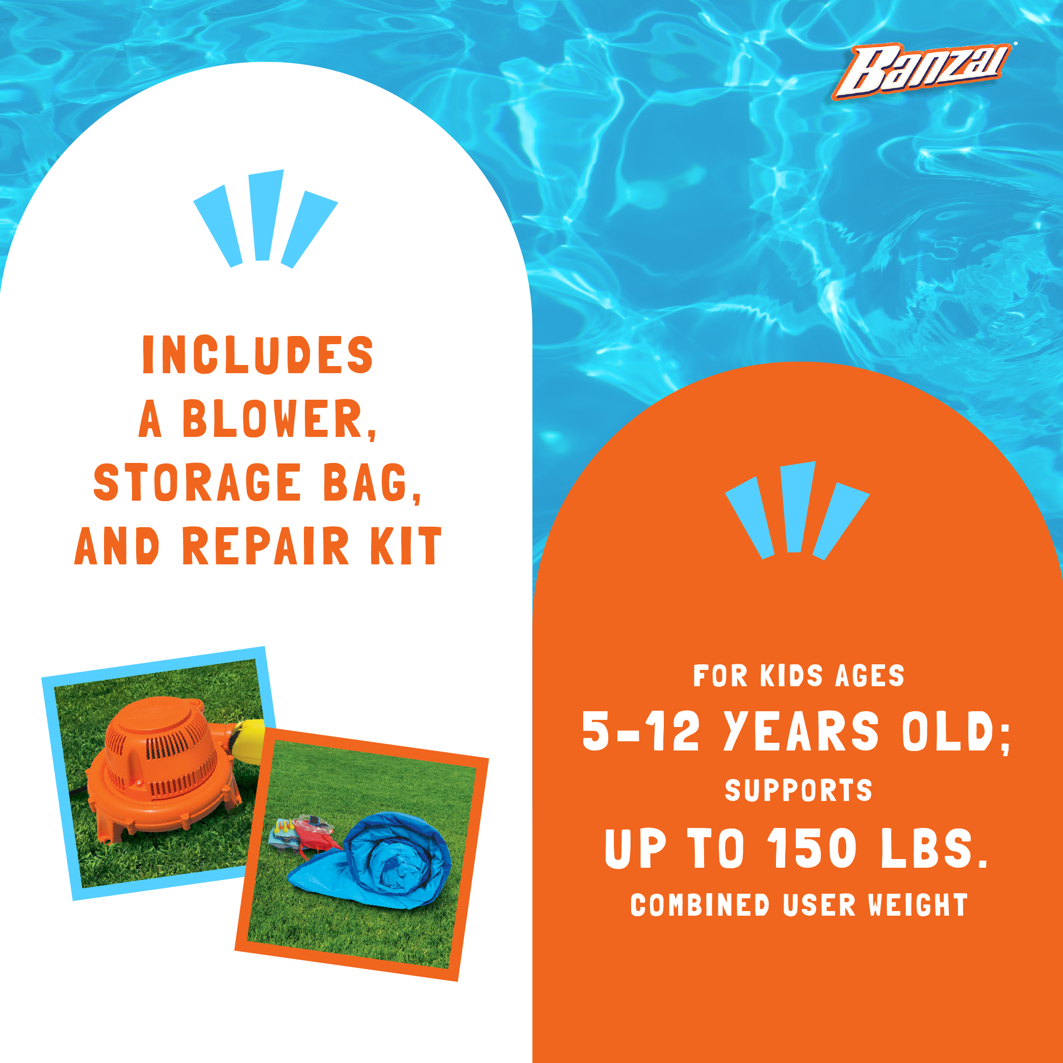 Banzai Rapid Falls Outdoor Water Park Climbing Rope Lagoon, Ages 5+ (Open Box) - VMInnovations