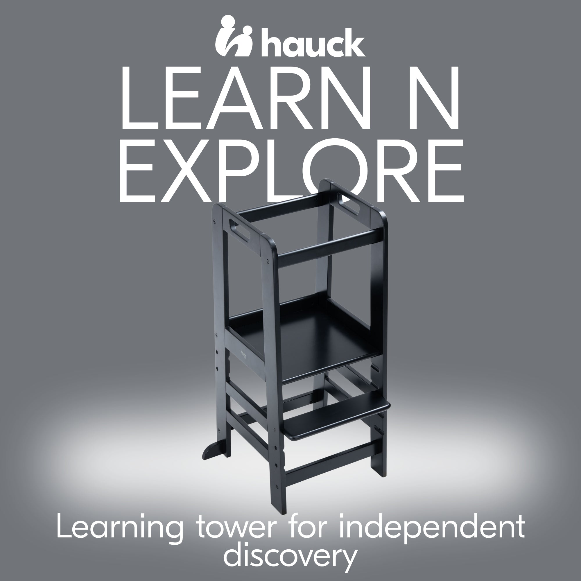 hauck Learn N Explore Montessori Toddler Tower, Wooden Kitchen Stool, Black - VMInnovations