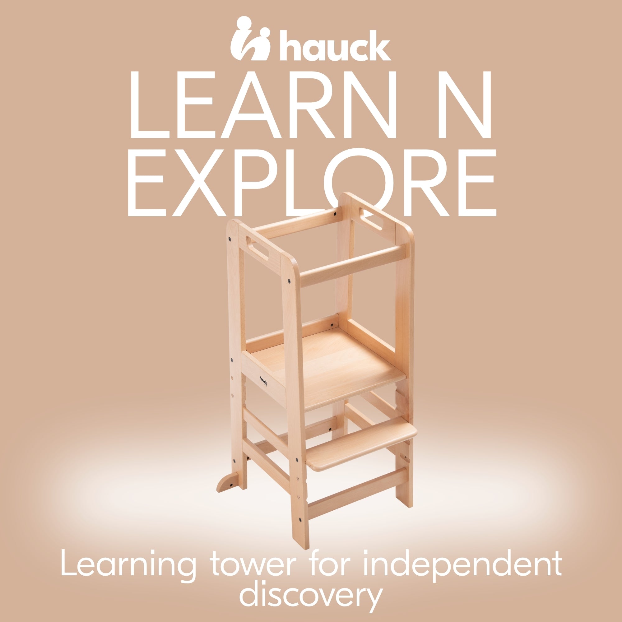 hauck Learn N Explore Montessori Toddler Tower, Wooden Kitchen Stool, Natural - VMInnovations