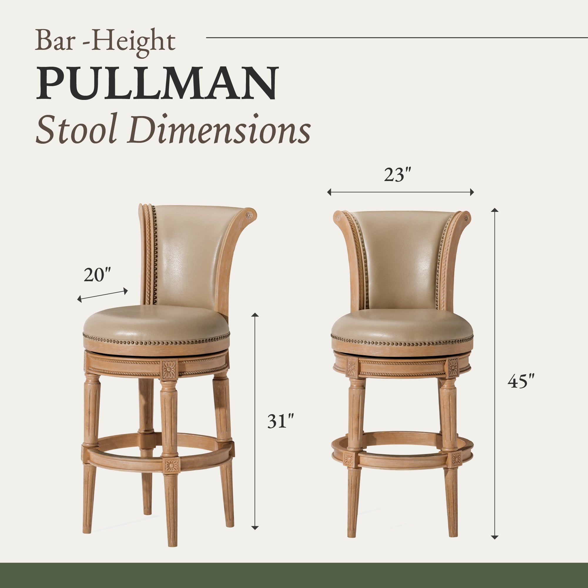 Maven Lane Bar Stool in Weathered Oak Finish w/ Avanti Bone Vegan Leather (Used) - VMInnovations