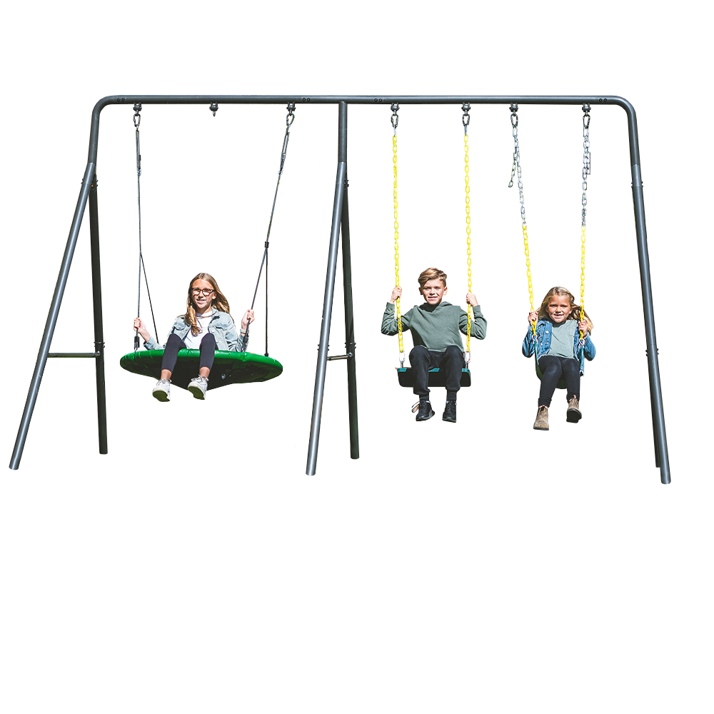 gobaplay Adventure Kids Swing Set, Outdoor Playground with Frame and Swings
