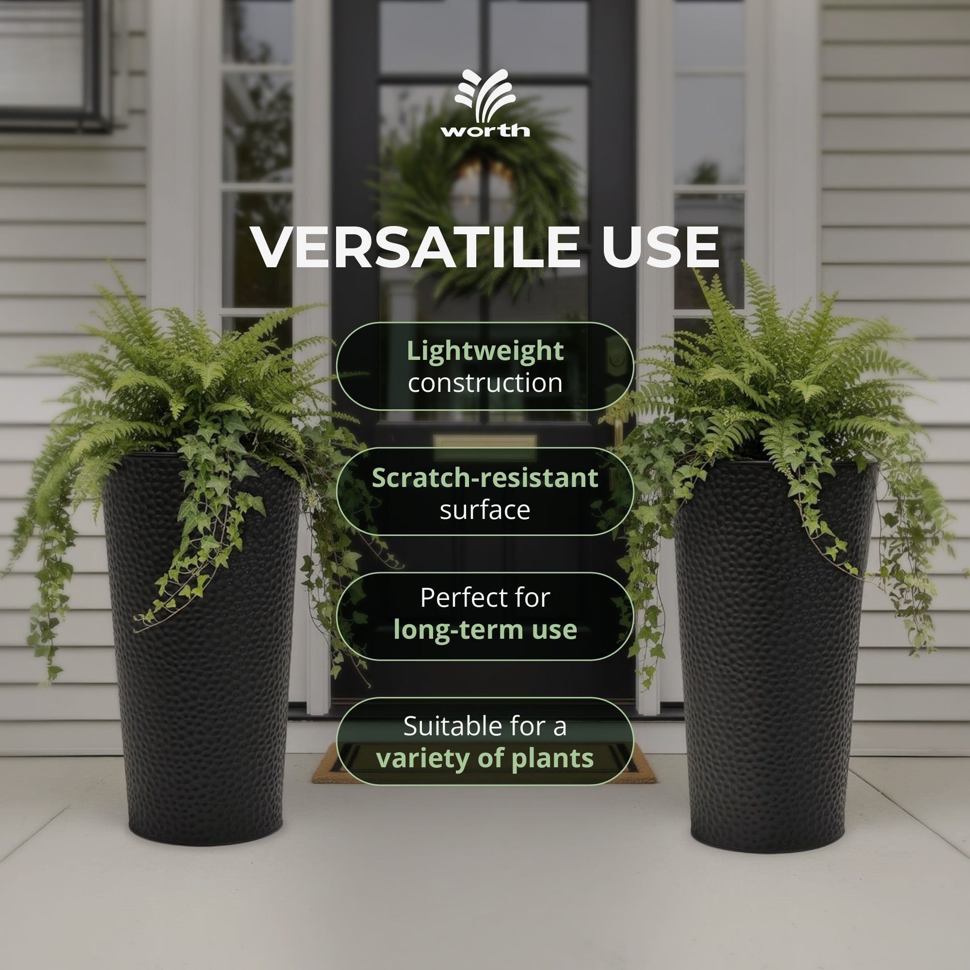 Worth 2 Pack 28" Metal Planter with Inside Pot for Indoors or Outdoors(Open Box)