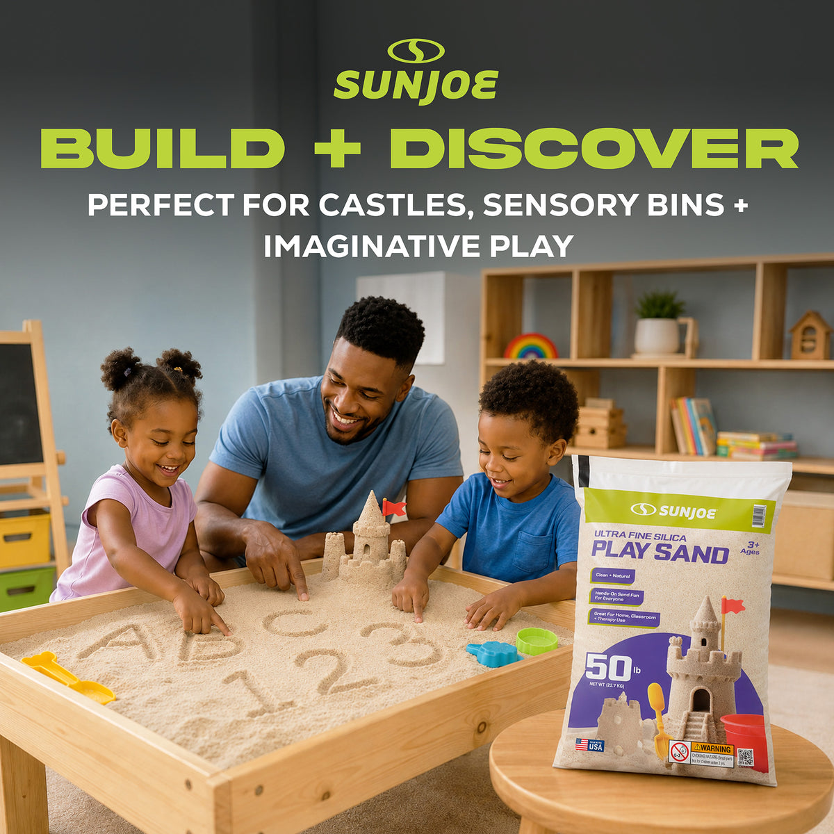 Sun Joe Ultra Fine Silica Play Sand for Sandboxes and Sensory Tables, 50 lbs, PLYSAND50 - VMInnovations
