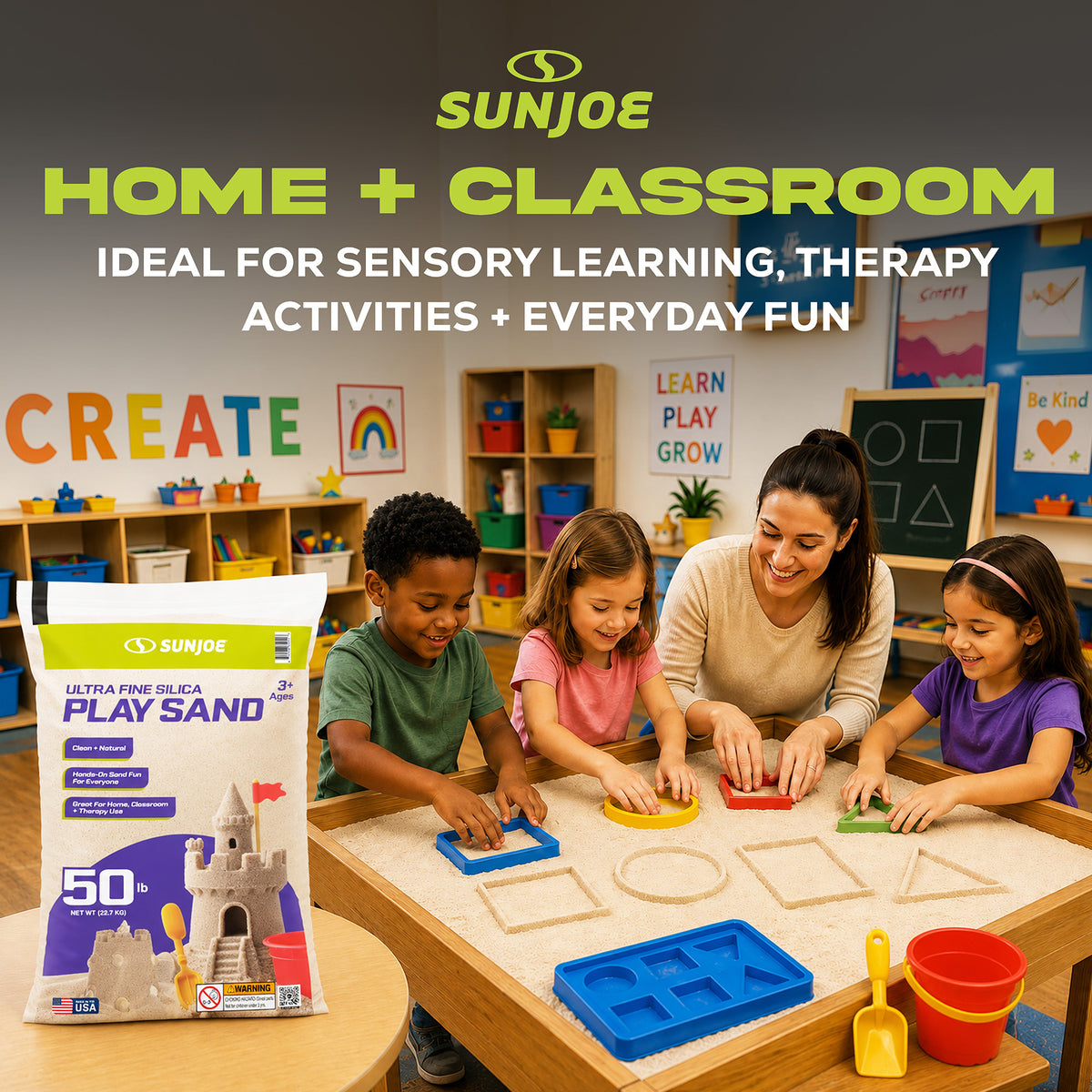 Sun Joe Ultra Fine Silica Play Sand for Sandboxes and Sensory Tables, 50 lbs, PLYSAND50 - VMInnovations