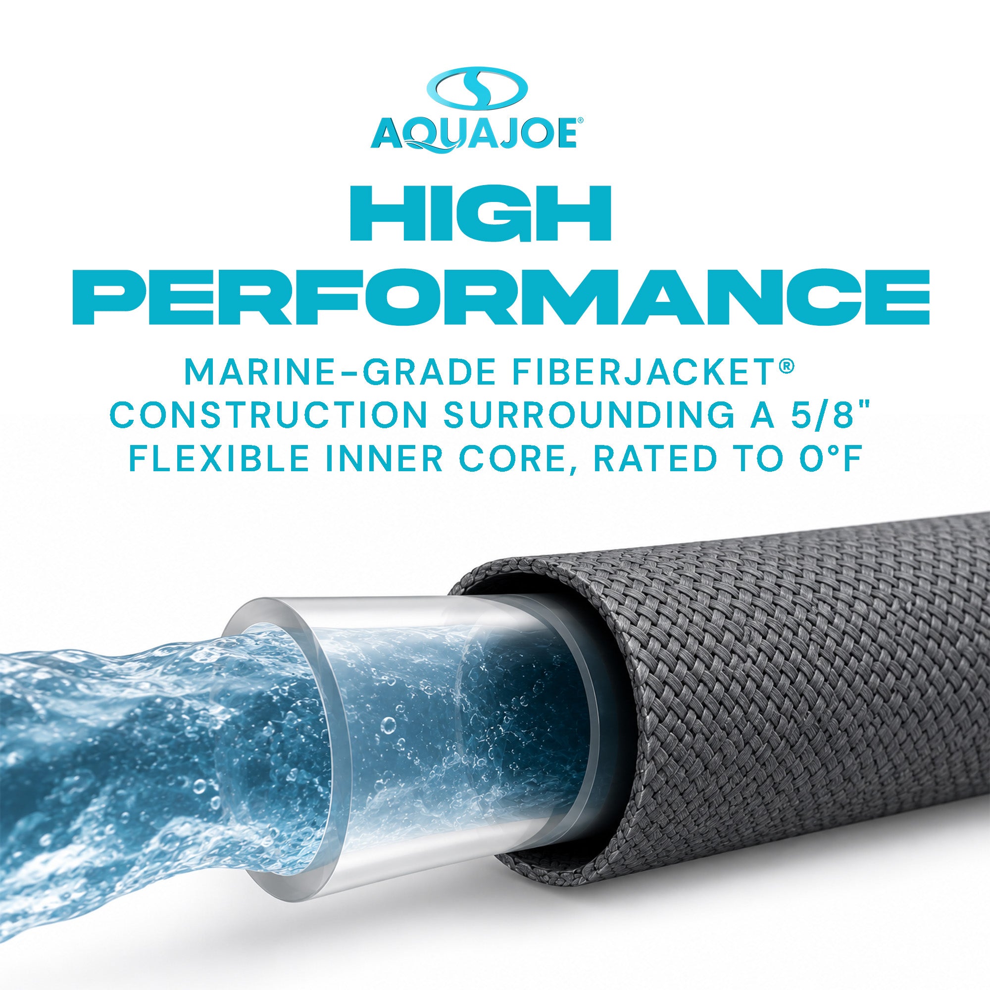 Aqua Joe FiberJacket Garden Hose, Kink-Resistant, 50' x 5/8" Diameter (Open Box)