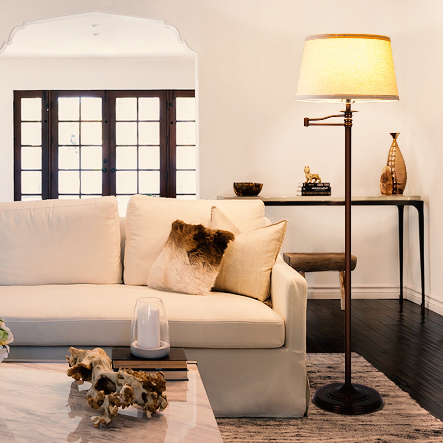 Brightech Caden Modern Style 63" Tall Floor Lamp w/ Swing Arm, Bronze (Open Box) - VMInnovations