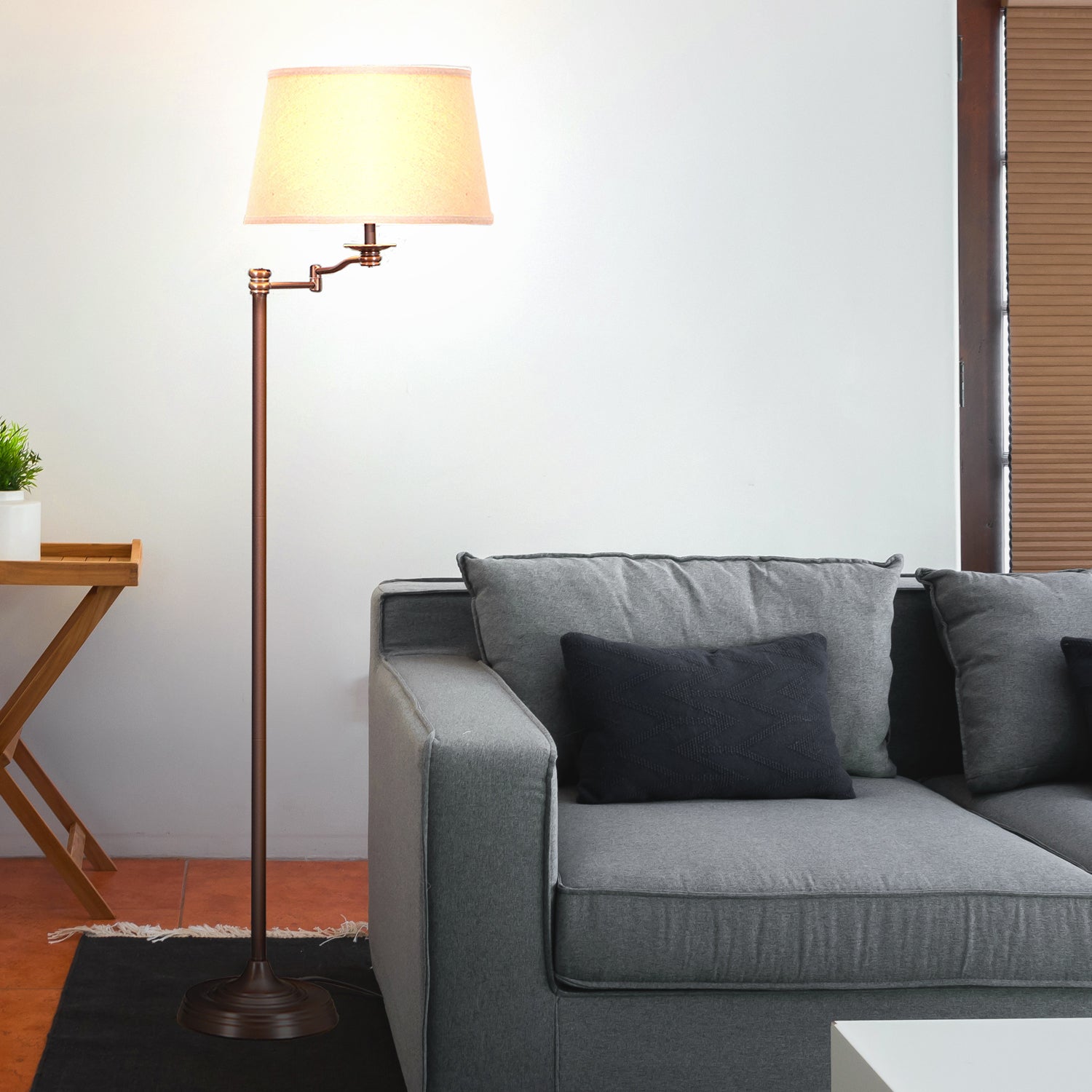Brightech Caden Modern Style 63" Tall Floor Lamp w/ Swing Arm, Bronze (Open Box) - VMInnovations
