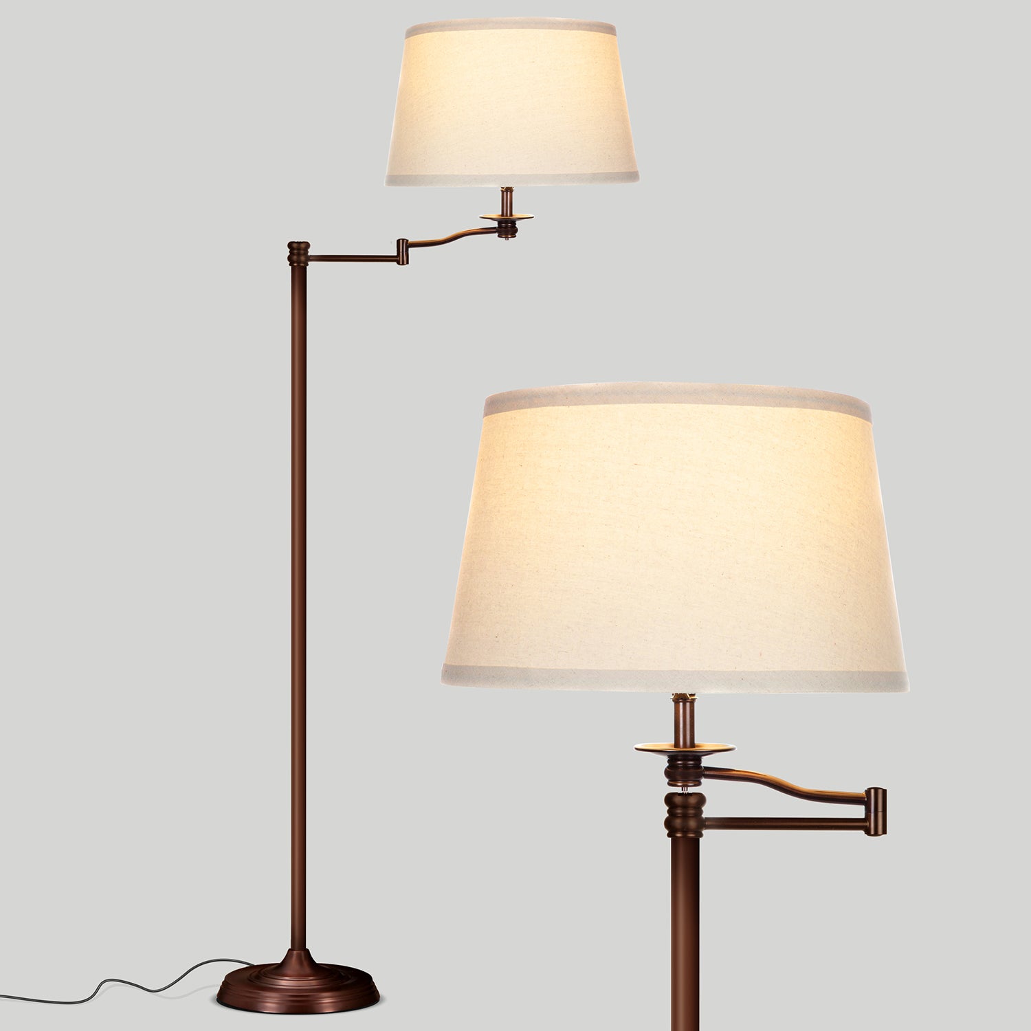 Brightech Caden Modern Style 63" Tall Floor Lamp w/ Swing Arm, Bronze (Open Box) - VMInnovations