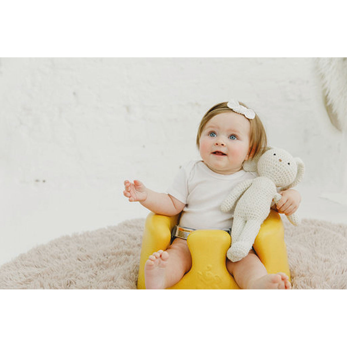Bumbo Baby Infant Soft Foam Floor Seat with Play Top Tray Attachment, Mimosa