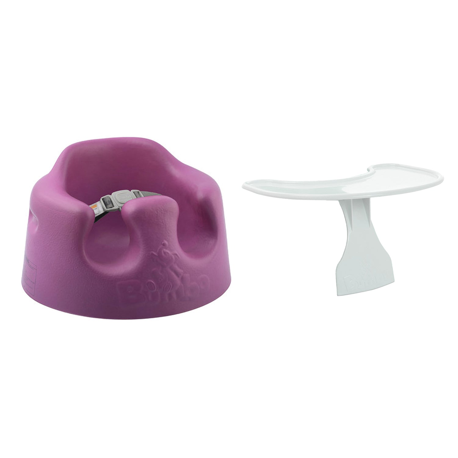 Bumbo Baby Infant Portable Foam Floor Seat with Play Top Tray Attachment, Grape
