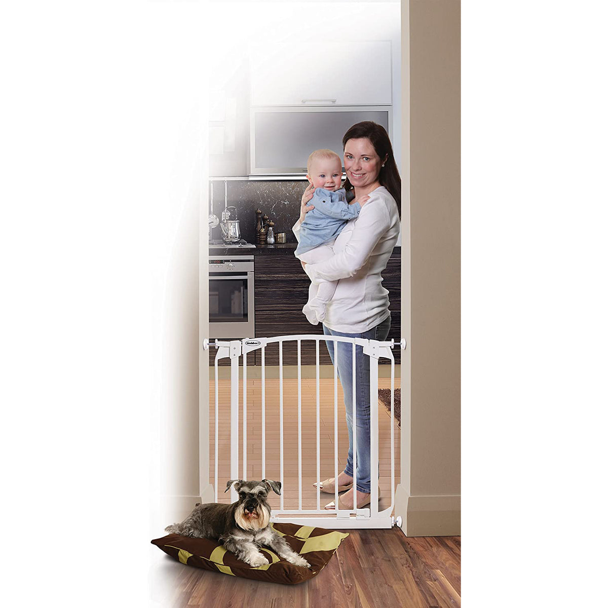 Bindaboo B1101 28 to 32 In Expanding Swing Close Baby and Pet Safety Gate, White - VMInnovations