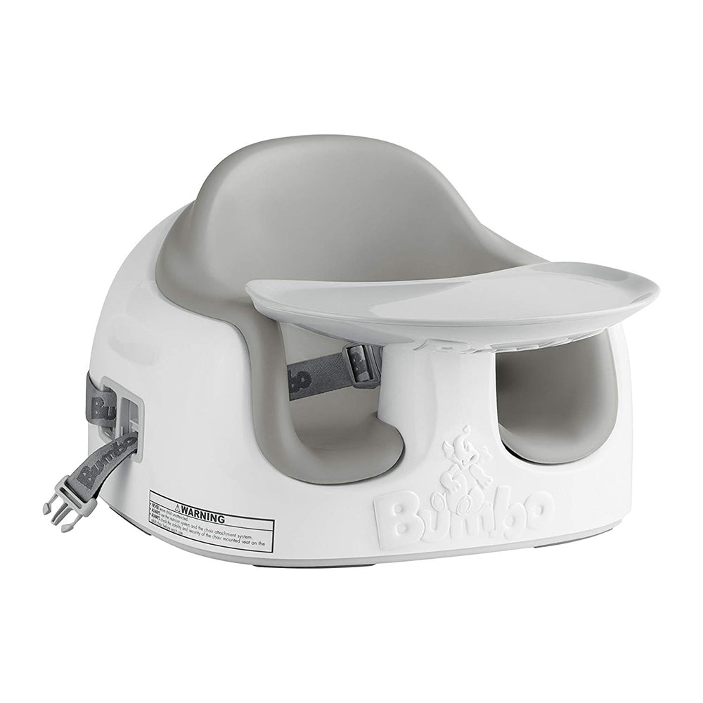 Bumbo Baby Toddler Soft Foam Multi Seat with Tray and Buckle Straps, Cool Gray