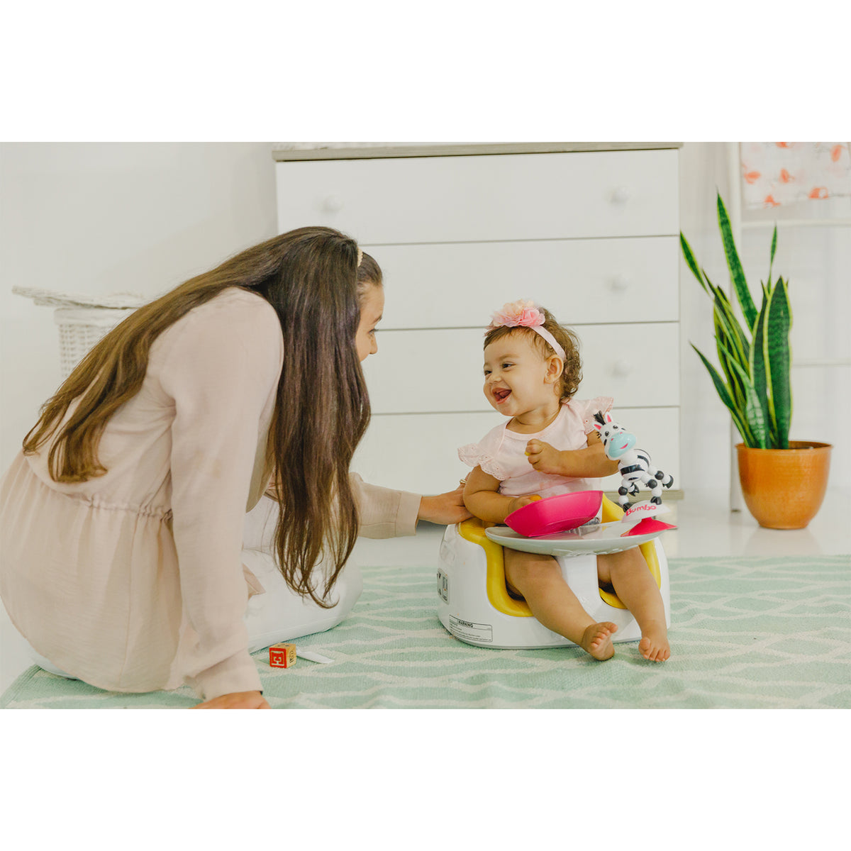 Bumbo Baby Toddler Soft Foam Multi Seat with Tray and Buckle Straps, Mimosa (For Parts)