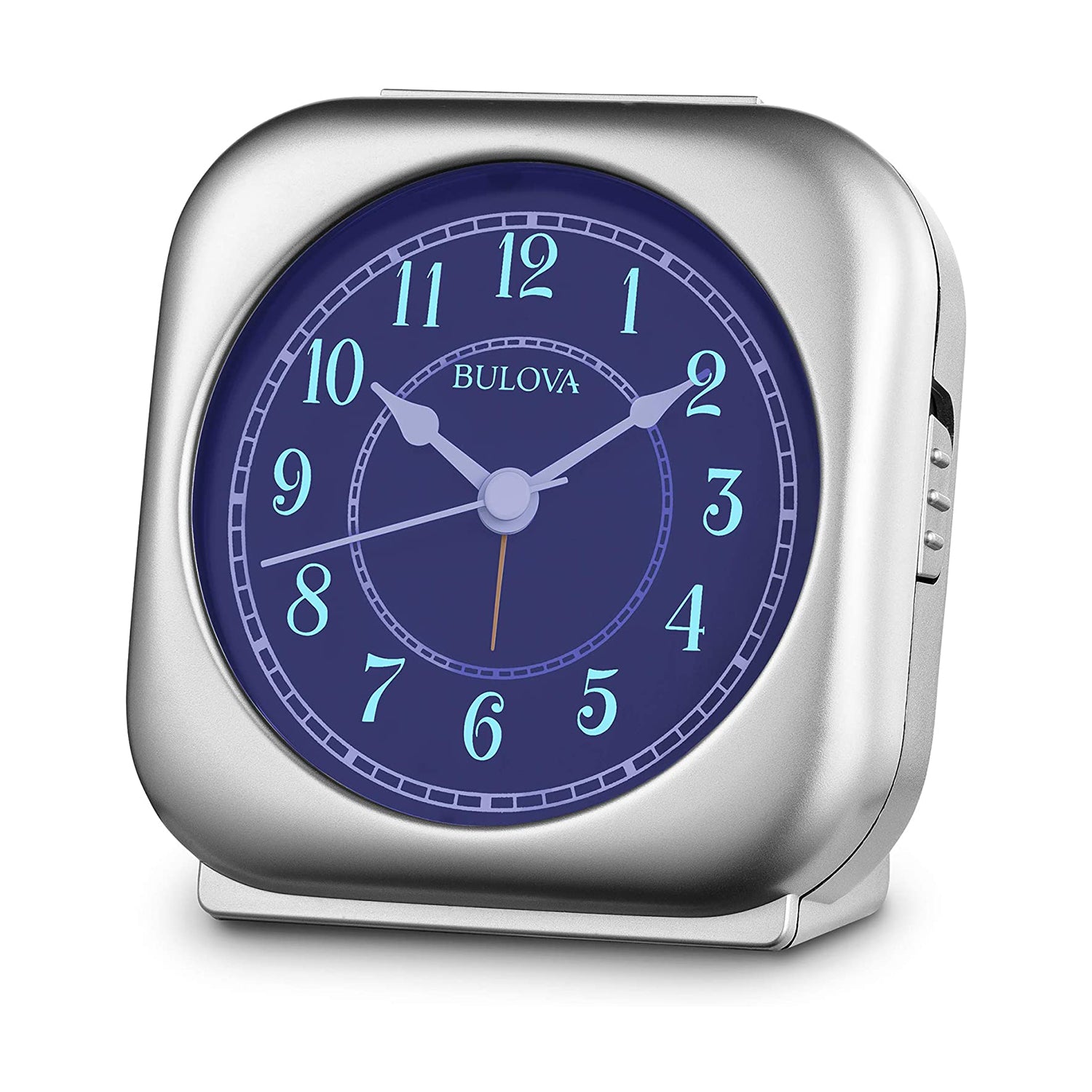 Bulova Clocks Knight Non Ticking Movement Alarm Clock, Silver Tone (Open Box)