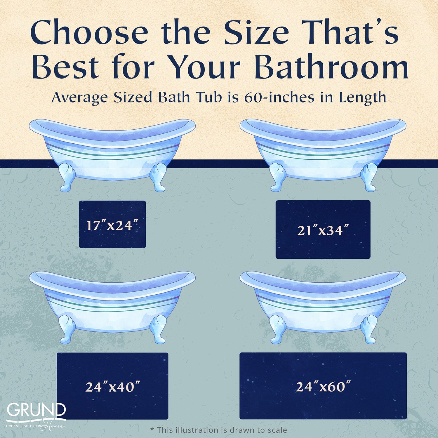 Grund Asheville Series 24 x 17" Organic Cotton Non Slip Bathroom Rug (Open Box)