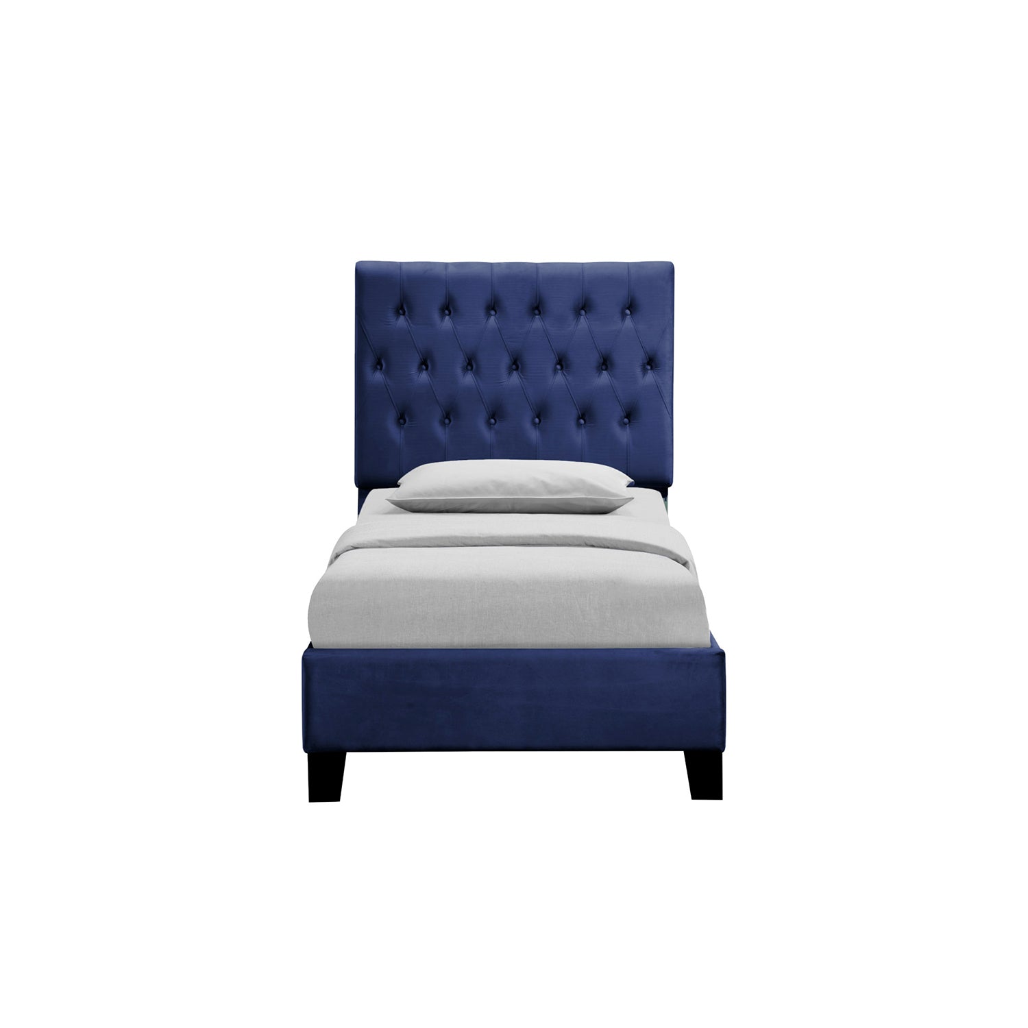 Wallace & Bay Dalton Twin Velvet Upholstered Bed Headboard & Footboard, Cobalt