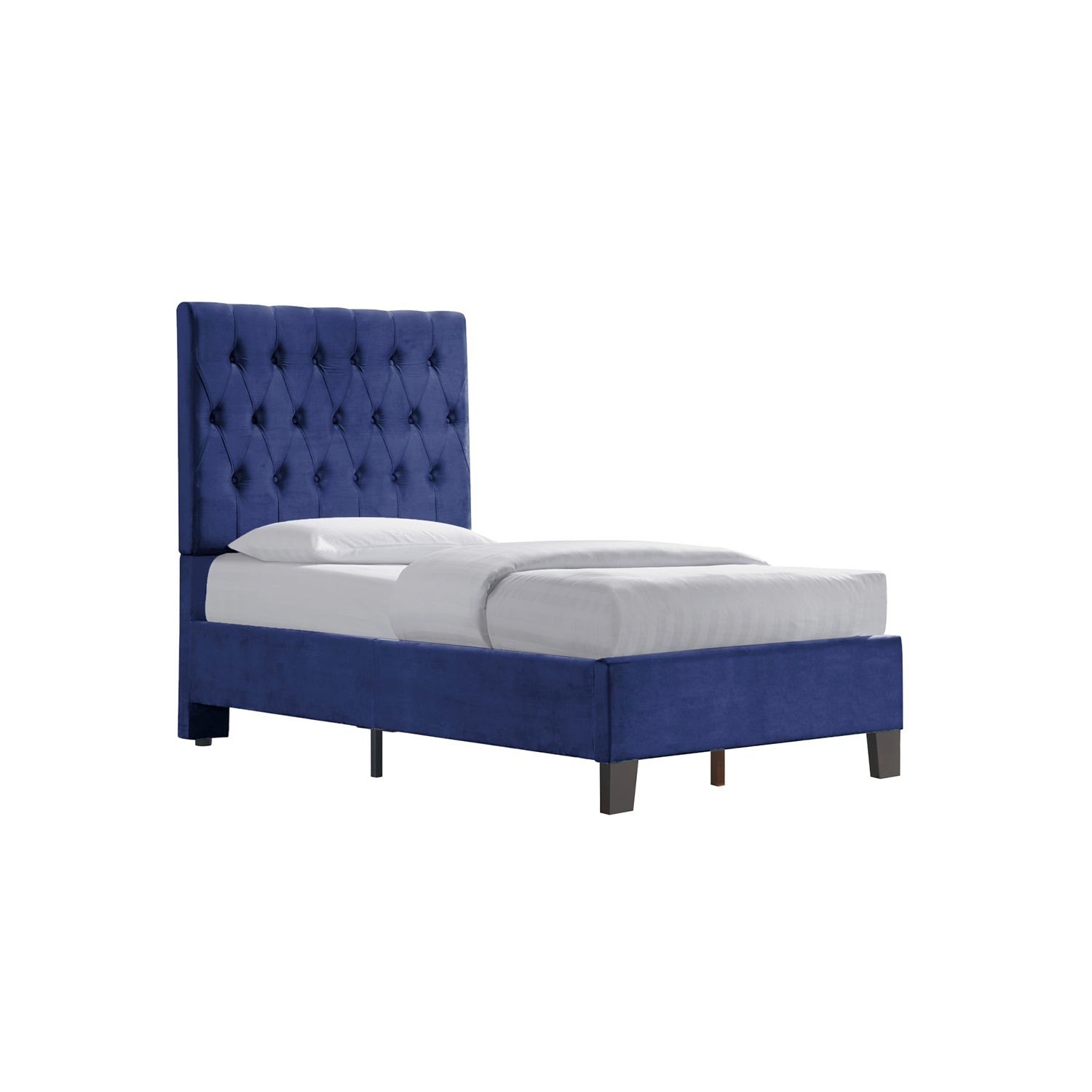 Wallace & Bay Dalton Twin Velvet Upholstered Bed Headboard & Footboard, Cobalt