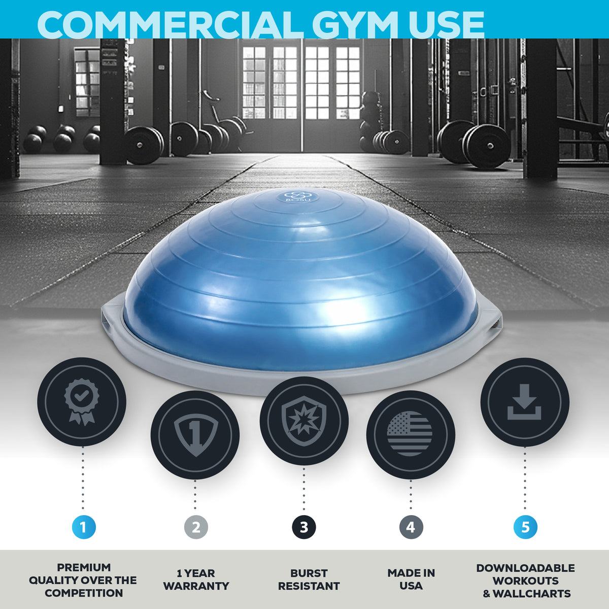 Bosu Pro Home Gym 26 Inch Balance Strength Trainer Ball, Blue (For Parts)
