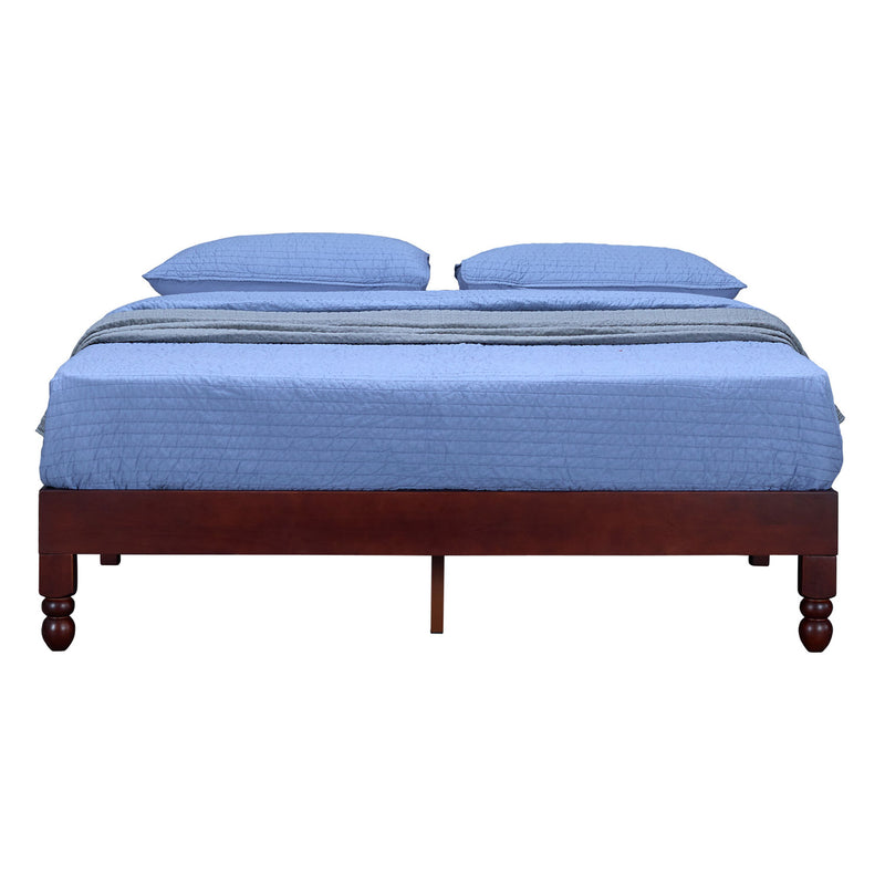 MUSEHOMEINC 12 Inch Espresso Wood Platform Bed Frame with Wooden Slats, Queen