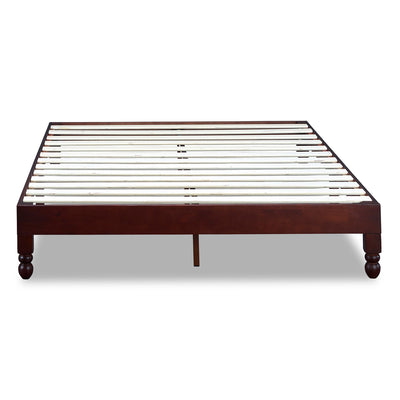 MUSEHOMEINC 12 Inch Espresso Wood Platform Bed Frame with Wooden Slats(Open Box)