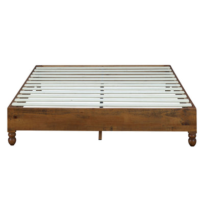 MUSEHOMEINC 12" Solid Pine Wood Platform Bed Frame with Wooden Slats,Queen(Used)