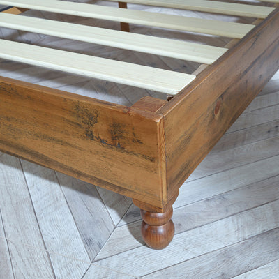 MUSEHOMEINC 12" Solid Pine Wood Platform Frame w/ Wooden Slats, Queen (Open Box)