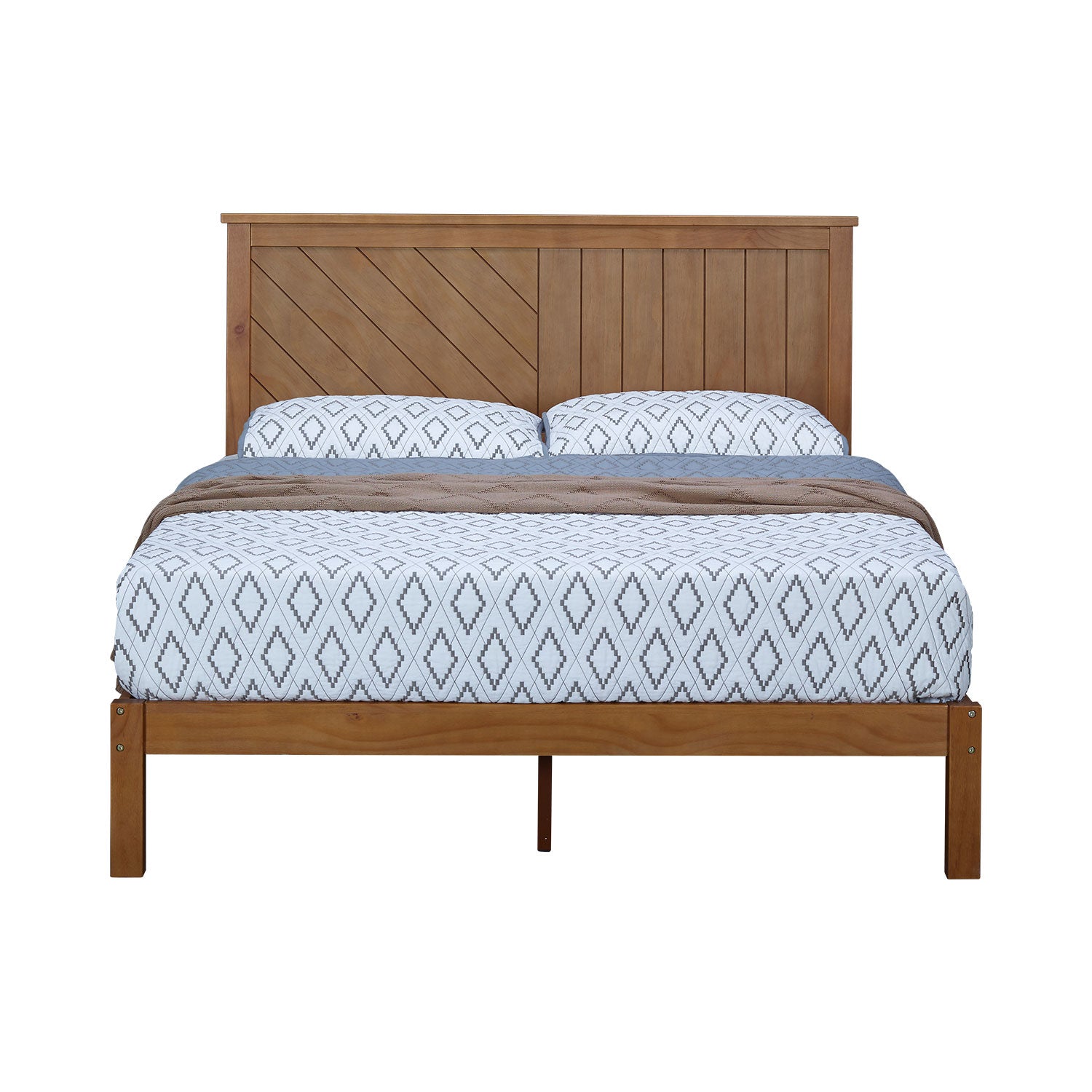 MUSEHOMEINC 12 Inch Solid Wood Platform Bed Frame with Wooden Slats, Full (Used) - VMInnovations