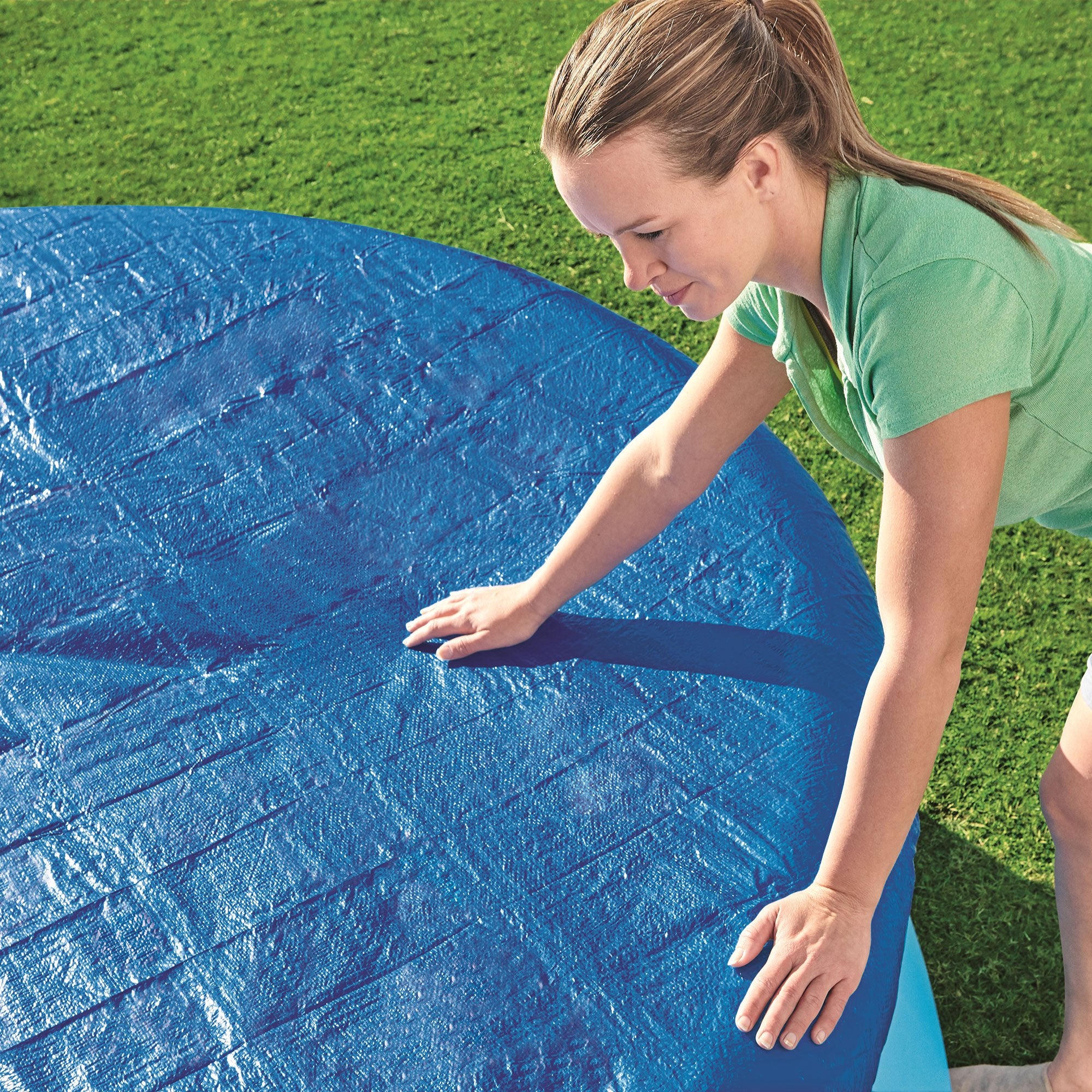 Bestway Flowclear Fast Set 10 Foot Above Ground Swimming Pool Cover (2 Pack)