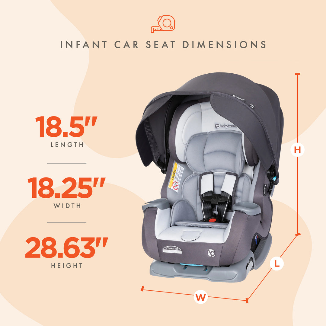 Baby Trend Cover Me 4 in 1 Convertible Car Seat with Adjustable Canopy, Stormy - VMInnovations