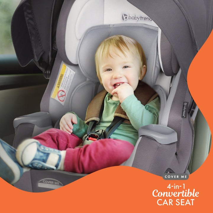 Baby Trend Cover Me 4 in 1 Convertible Car Seat with Adjustable Canopy, Stormy - VMInnovations