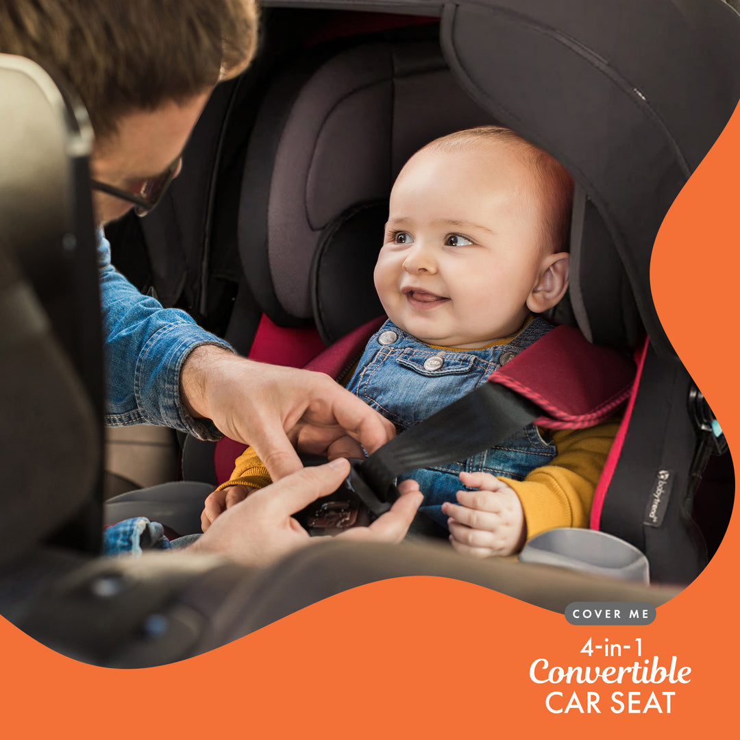 Baby Trend Cover Me 4 in 1 Convertible Car Seat with Adjustable Canopy, Stormy - VMInnovations