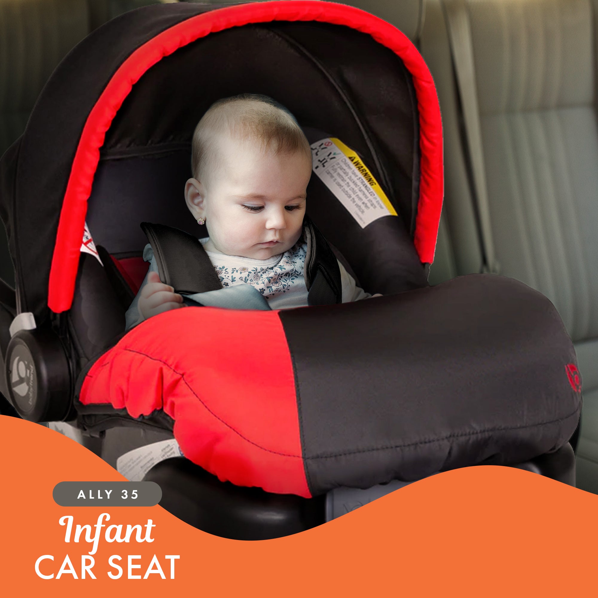 Baby Trend Ally Newborn Baby Infant Car Seat Travel System with Cover, Mars Red - VMInnovations