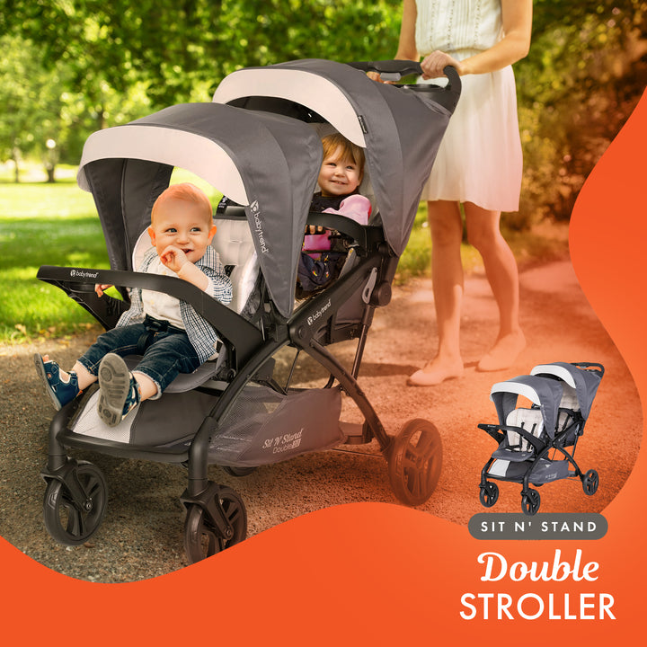 Baby Trend Sit N' Stand Double Stroller with EZ-Lift Car Seat (2 Pack), Magnolia - VMInnovations