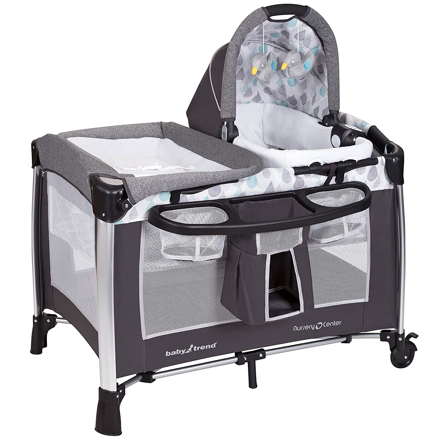 Baby Trend GoLite ELX Portable Deluxe Infant Play Nursery Center, Drip Drop Blue - VMInnovations
