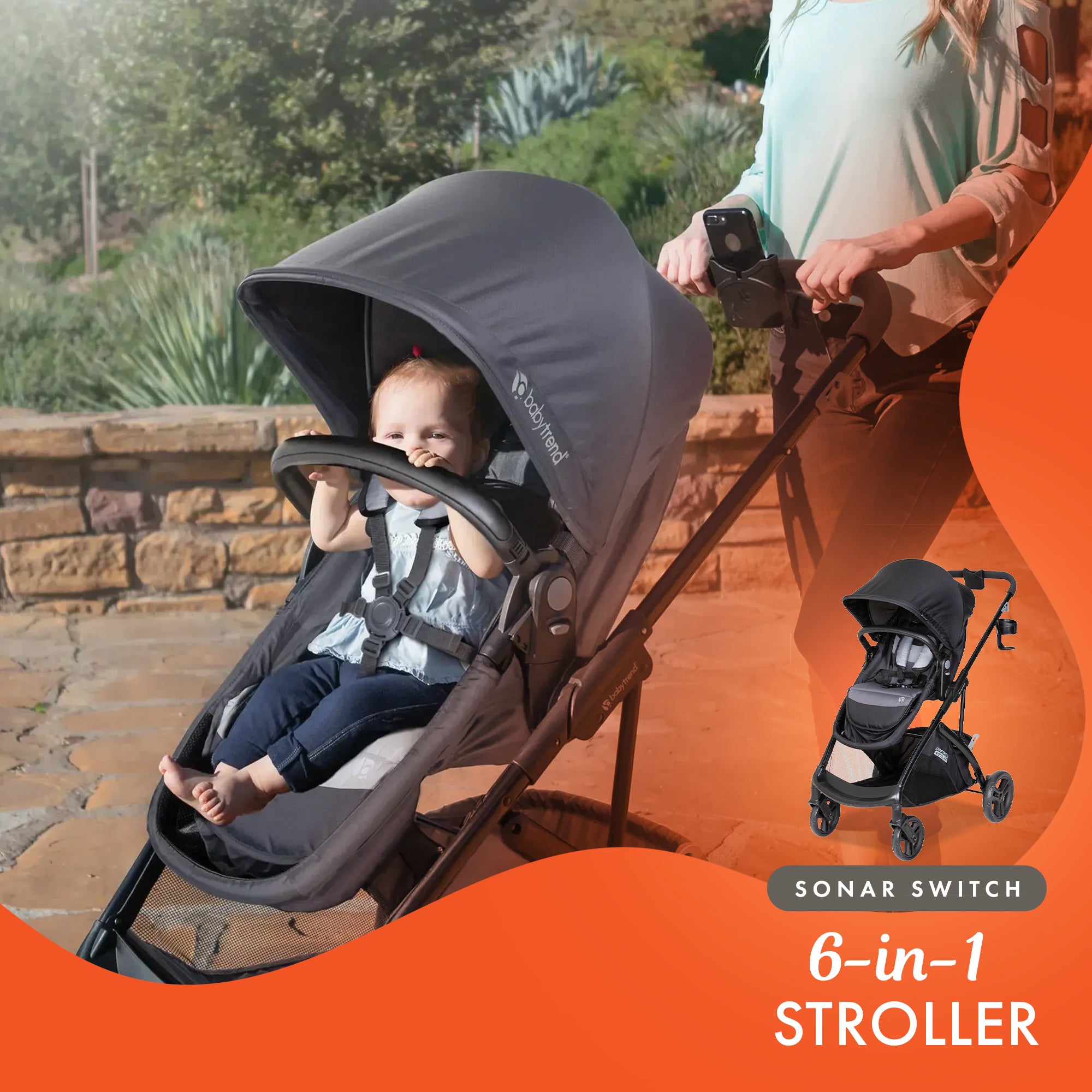 Baby Trend Modular Stroller Sonar Switch w/Car Seat, Desert Grey (Open Box) - VMInnovations