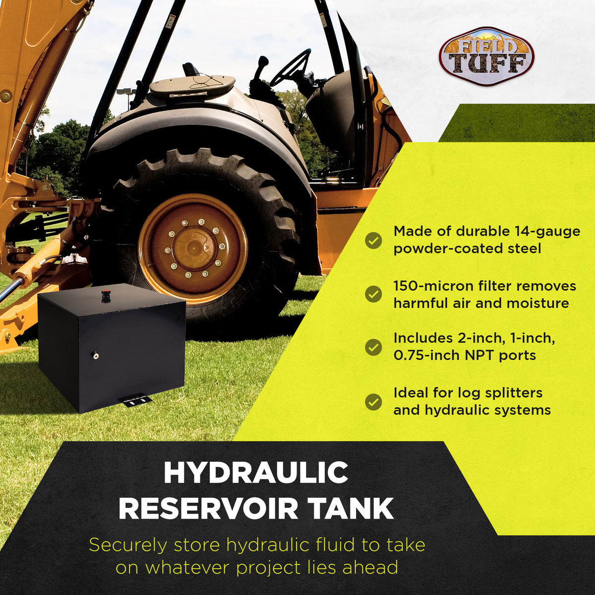 Field Tuff 20 Gallon 14 Gauge Steel Hydraulic Reservoir Tank, Black, FTF-20GOR (Used)