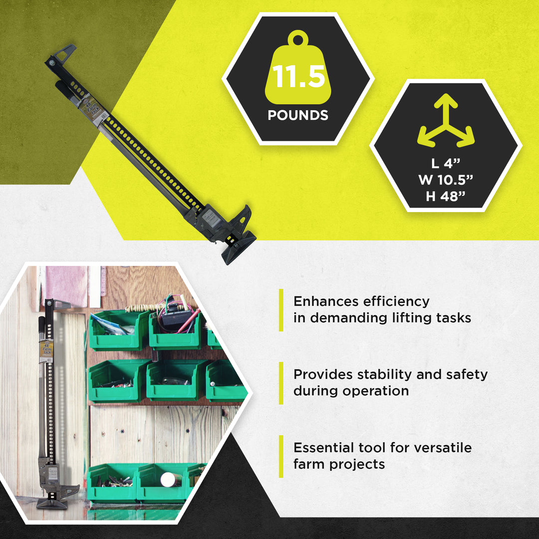 Timber Tuff 48 Inch Standard Base Farm Jack with 7000 Pound Weight Capacity - VMInnovations