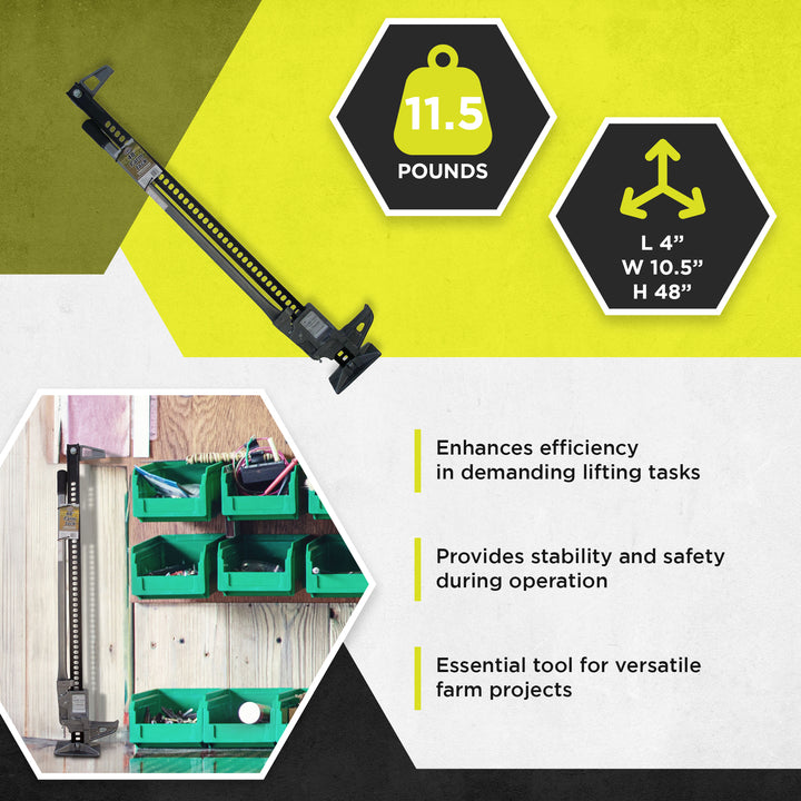 Timber Tuff 48 Inch Standard Base Farm Jack with 7000 Pound Weight Capacity - VMInnovations