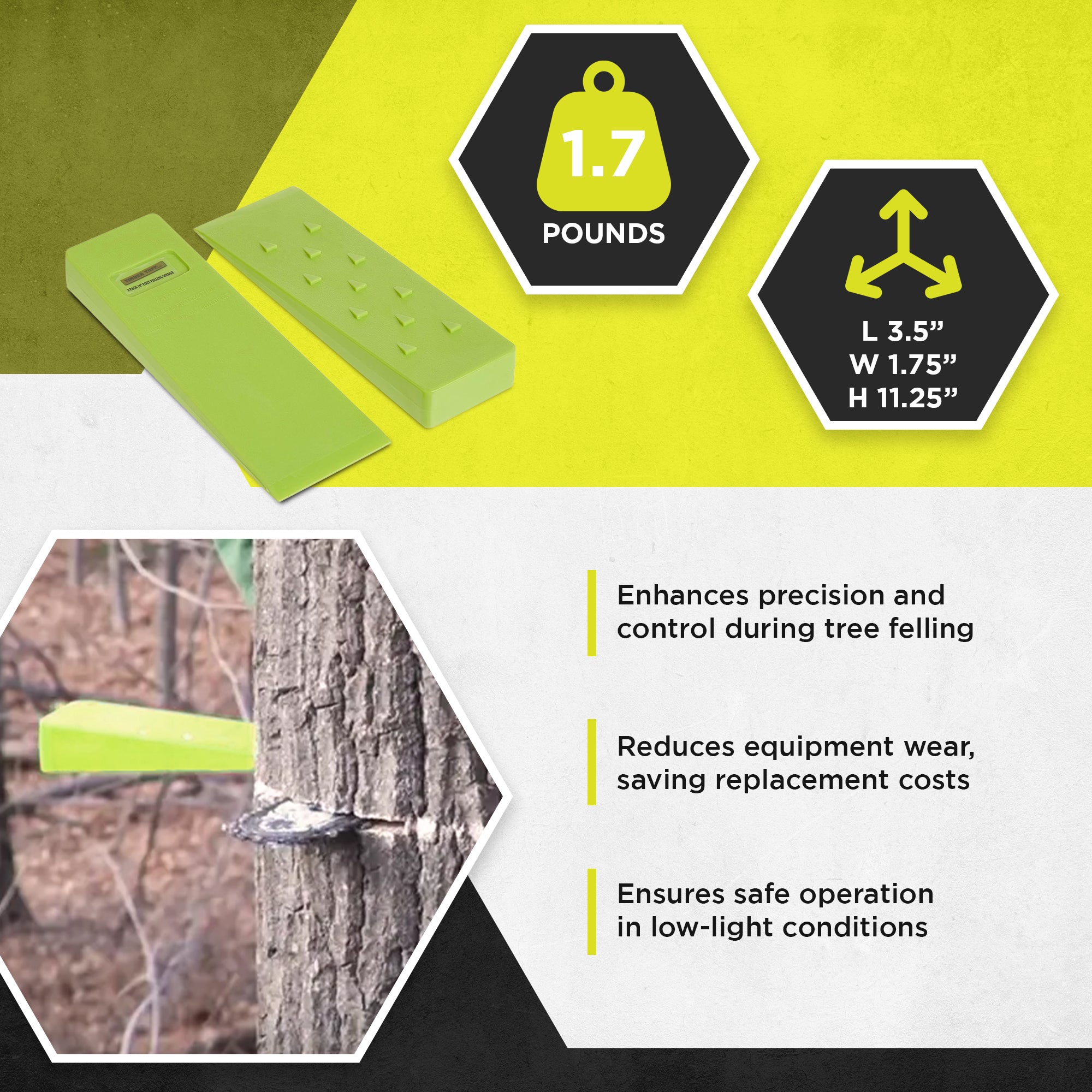 Timber Tuff 10 Inch Felling Wedge w/Hi Vis Color and Serrated Grippers (2 Pack) - VMInnovations