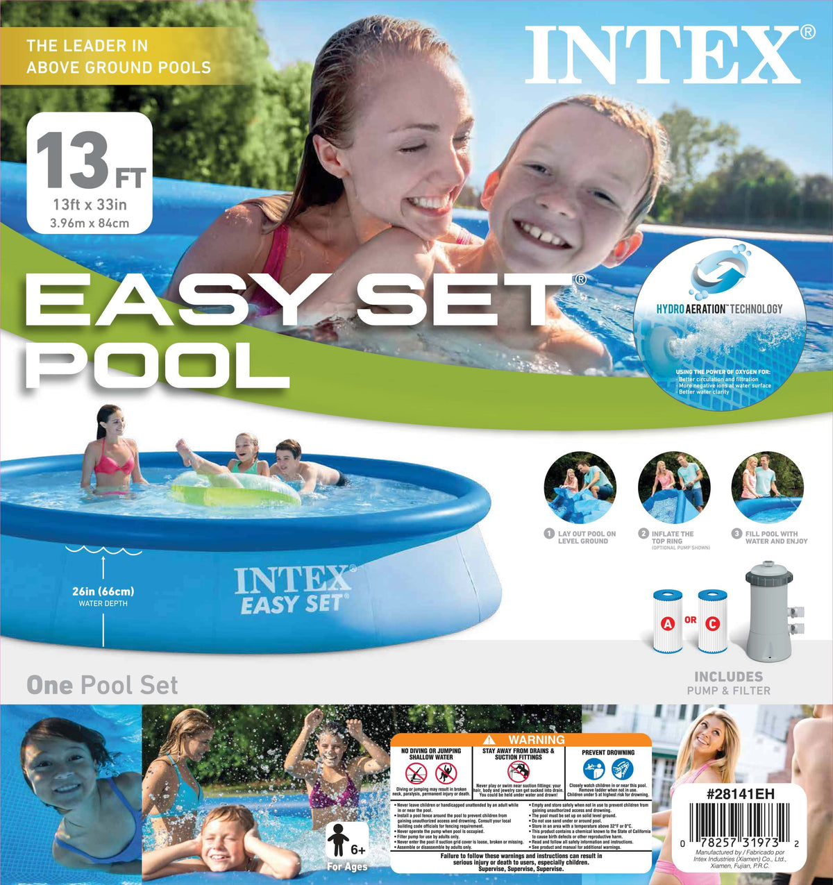 Intex 13'x32" Swimming Pool Kit & Pump 15' Pool Debris Vinyl Round Cover Tarp