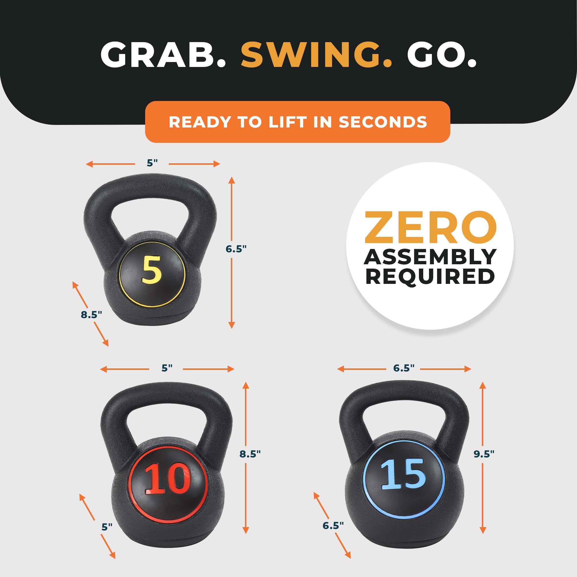 BalanceFrom Wide Grip Kettlebell Fitness Exercise Weights, 5, 10, and 15 Pounds