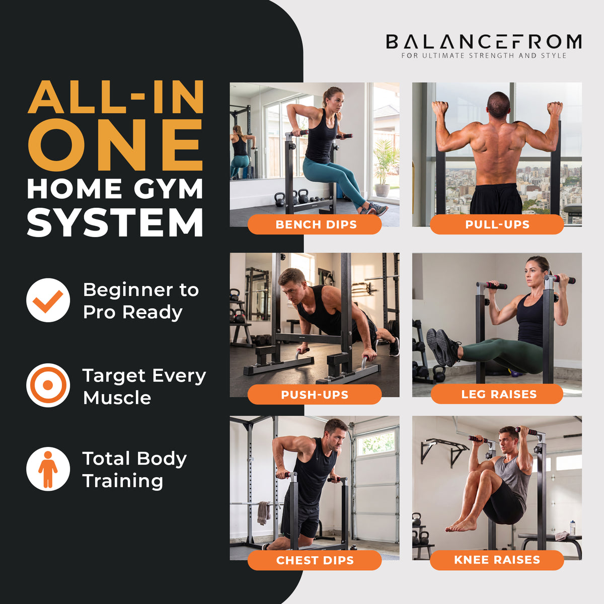 BalanceFrom Multi-Function Home Gym Dip Stand, 500lb Capacity, Black (For Parts)
