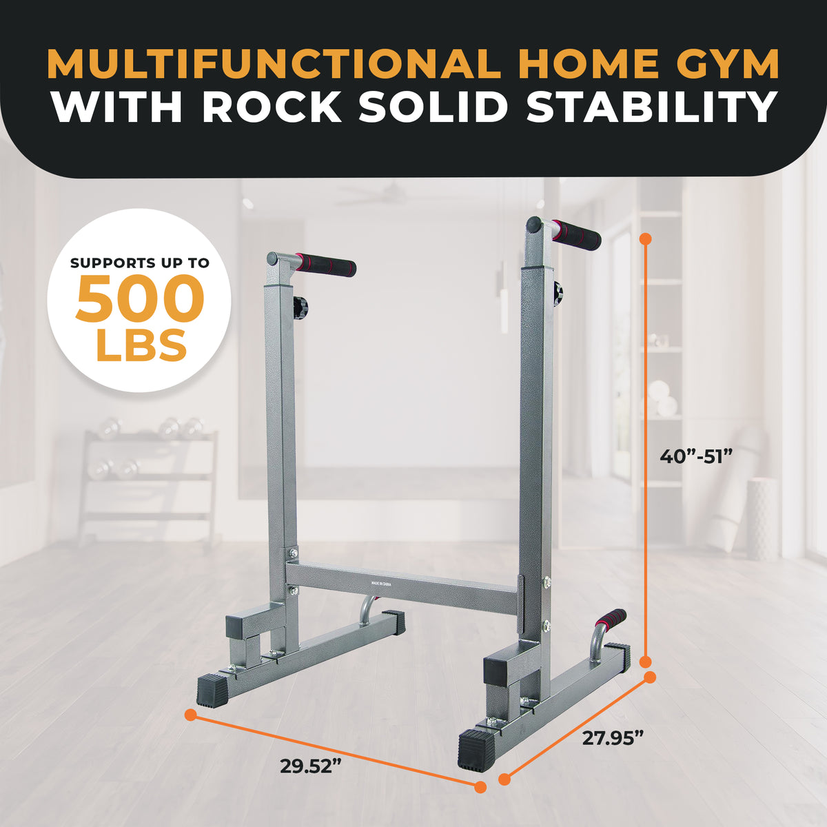 BalanceFrom Multi Function Home Gym Dip Stand, 500lb Capacity, Gray (Used)