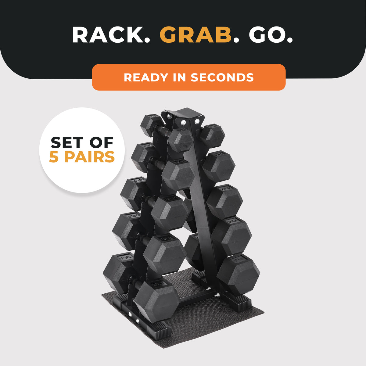 BalanceFrom Dumbbell Set with Stand, Rubber Encased Home Gym Hand Weights, 150lb