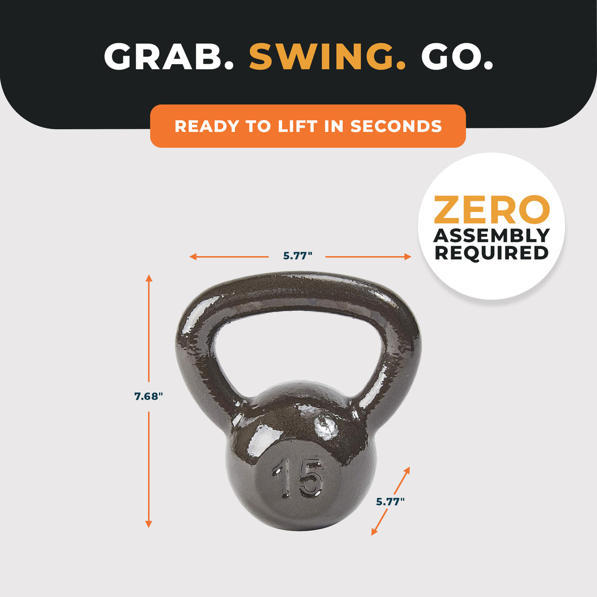 BalanceFrom 15LB Cast Iron Kettlebell for Home Gym Strength Training Exercise