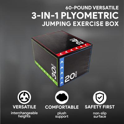 BalanceFrom Fitness 3 in 1 60 Pounds Foam Plyometric Box Jumping Exercise, Black