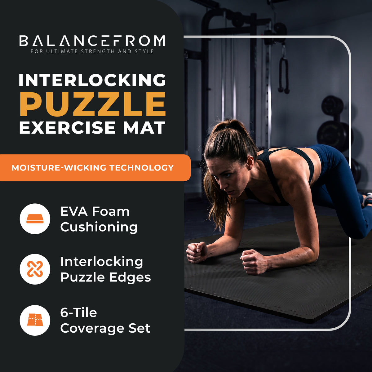 BalanceFrom Fitness 24 Sq Ft Interlocking EVA Foam Mat Tiles,BLK(Open Box)